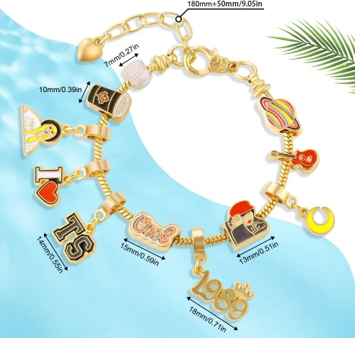 Miniatura 2 de AUAUY Pulseras de la amistad con cuentas, pulsera inspirada en cuentas de álbum, juego de pulseras TS hechas a mano para regalo de fanáticos, dijes