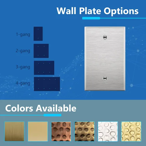 Miniatura 4 de LIDER Placa de pared de metal en blanco, cubierta de salida de acero inoxidable, resistente a la corrosión, tamaño mediano de 1 cuadrilla, 4.88 x