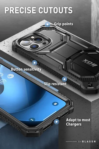Miniatura 4 de i-Blason Armorbox - Funda diseñada para iPhone 14 Pro de 6.1 pulgadas (versión 2022) con soporte y funda de clip para cinturón, funda protectora