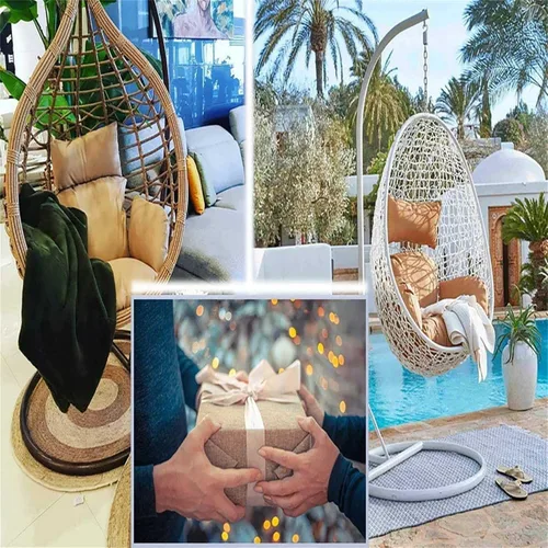Miniatura 2 de Cojín para silla con columpio, impermeable, suave, para colgar huevos, para patio, con almohada, para interiores y exteriores Rojo