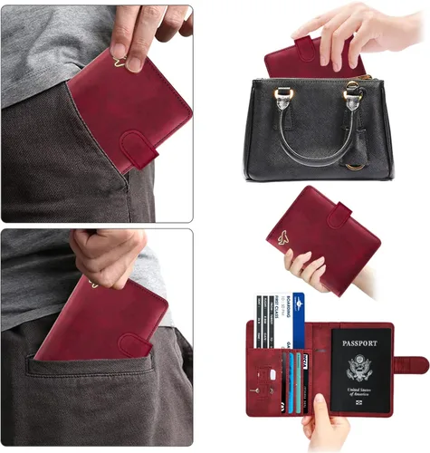 Miniatura 7 de WALNEW Funda para pasaporte de viaje, pasaporte, tarjetero, cartera