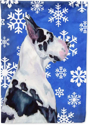 Miniatura 104 de Caroline's Treasures SC9374GF Bulldog English Snow flakes Holiday Garden Flag Buzón Bandera decorativa para patio exterior, patio, obras de arte