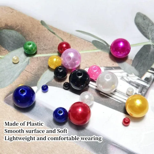 Miniatura 4 de 400 piezas de cuentas de perlas de 8 mm Cuentas de perlas negras redondas con agujeros para manualidades de costura, decoración, pulseras, collares