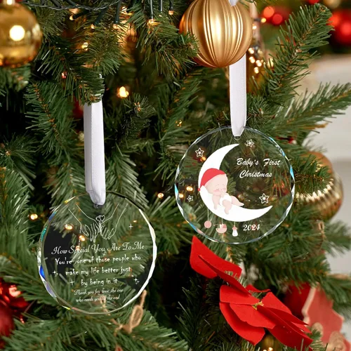 Miniatura 5 de Adorno de Primer Navidad del Bebé 2024 - Recuerdo de Familia de Tres: Recién Nacido Niño y Niña
