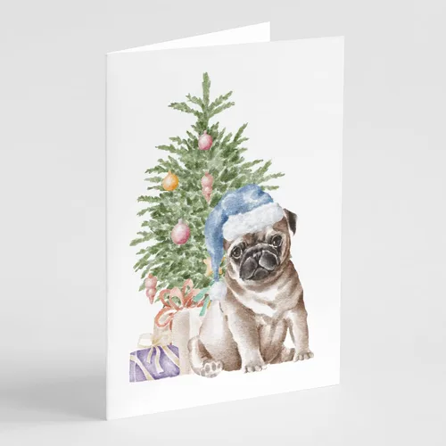 Miniatura 35 de Caroline's Treasures CK8213GCA7P Bulldog, Bulldog Inglés #2 - Tarjetas de felicitación y sobres de árbol de Navidad, paquete de 8 tarjetas en blanco