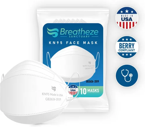 Miniatura 3 de Breatheze Máscaras Faciales KN95 Hechas en Estados Unidos Registradas por la FDA - Máscara KN95 Desechable - Estilo 3D Blanco
