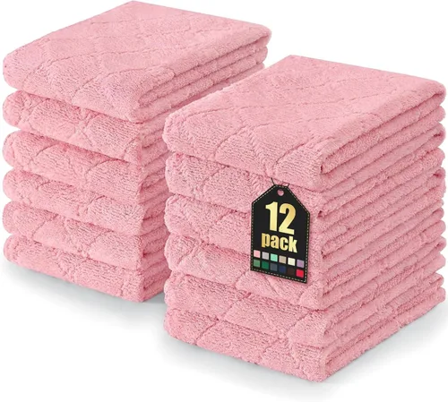Miniatura 50 de Homaxy - Paquete de 12 trapos de cocina (10 x 10 pulgadas, morado), de terciopelo coral, supersuaves y absorbentes, de secado rápido, paño