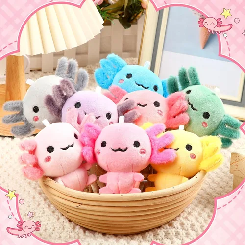 Miniatura 4 de Poen 8 piezas de llavero de ajolote de peluche de 4 pulgadas para niños, premios de fin de año escolar, videojuegos, recuerdo de fiesta, jardín