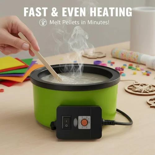 Miniatura 3 de Olla eléctrica de pegamento para manualidades con pellets de 1 libra, temperatura ajustable de 225-400 °F, olla caliente de 5.4 fl oz, diámetro
