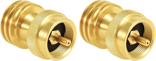 Miniatura 8 de Joywayus Adaptador ahorrador de latón macizo, convertidor de adaptador de propano redondo de 1 libra, botella pequeña universal para parrilla de gas