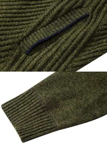 Miniatura 73 de VtuAOL Suéteres tipo cárdigan para hombre, con cremallera completa, cuello alto, cárdigan de punto casual con bolsillos