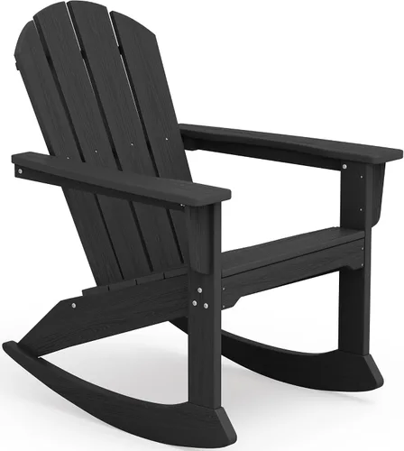 SERWALL Silla mecedora Adirondack para exteriores, silla mecedora de polietileno de alta densidad para todo tipo de clima, silla mecedora Adirondack