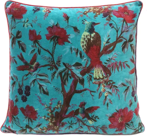 Miniatura 22 de Funda de cojín con flores de terciopelo para sofá, cojín bohemio colorido, con diseño de pájaro, estilo chic bohemio, acento indio, hecho a mano