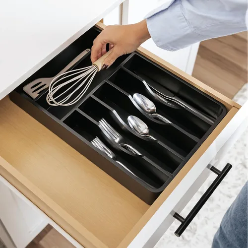 Miniatura 7 de Organizador de cubiertos KitchenEdge - Organizador para cubertería, cubiertos, y utensilios para cajones de cocina, ancho fijo de 10.5”, 7