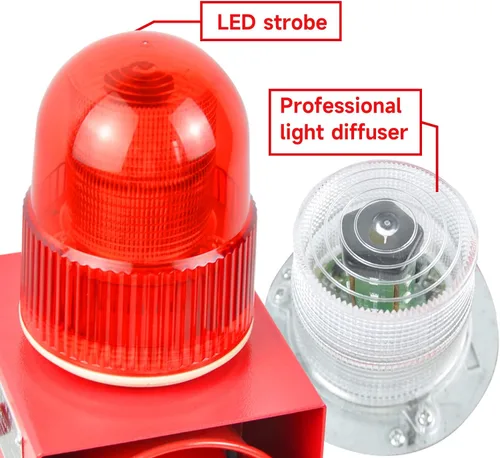 Miniatura 6 de Y DIANS Timeable Alarm Siren Outdoor or Indoor 120dB Emergency Siren 25W Security Alarm Systerm with Timer, LED Strobe Light for Industry Mine