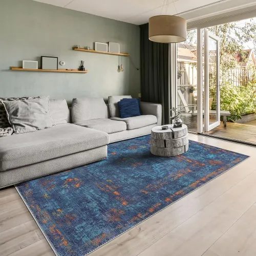 Miniatura 14 de GLN Rugs Contemporary Collection - Alfombra de felpilla lavable a máquina, contemporánea, antideslizante, de pelo corto, alfombra de felpilla
