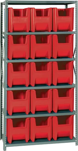 Miniatura 588 de Quantum QSBU-245BK Heavy Duty Shelving Unit with (7) Shelves and (24) QUS245 Black Bins for Garage Warehouse Storage Distribution 400 lb Load