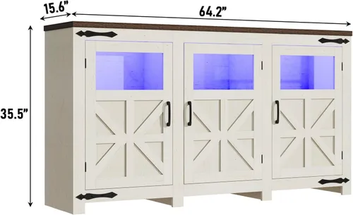 Miniatura 2 de Soporte de TV LED grande de 64 pulgadas para televisores de 70/65/60 pulgadas con tomas de corriente, armarios de almacenamiento altos para centro