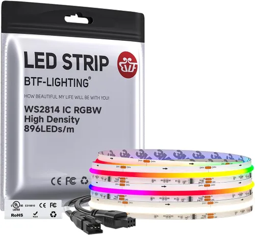 Miniatura 14 de BTF-LIGHTING Tira LED FCOB COB WS2814 IC RGBW 6000K Flexible de Alta Densidad con Efecto de Persecución de Color Uniforme 3m DC24V 896LED/m 16IC/m