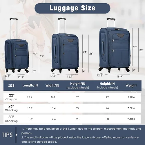 Miniatura 152 de Merax Juegos de equipaje de mano en maleta aprobada por aerolíneas, estuche rígido con ruedas giratorias expandibles, Negro