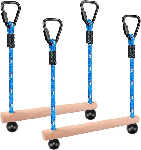 BeneLabel Juego de 2 barras de mono Ninja para carreras de obstáculos, barra de columpio trapecio de capacidad de 250 libras para madera Slackline y