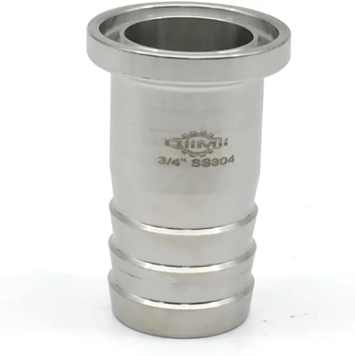 Miniatura 3 de Adaptador de púas de manguera de abrazadera triple SS316L de 3/4 "con brida 0.992 in manguera sanitaria accesorio de tubería