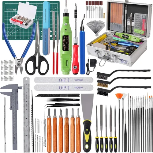 Miniatura 10 de HIJIRH Kit de herramientas de modelado de 108 piezas, herramientas básicas para manualidades, kit de herramientas de construcción para Gundam