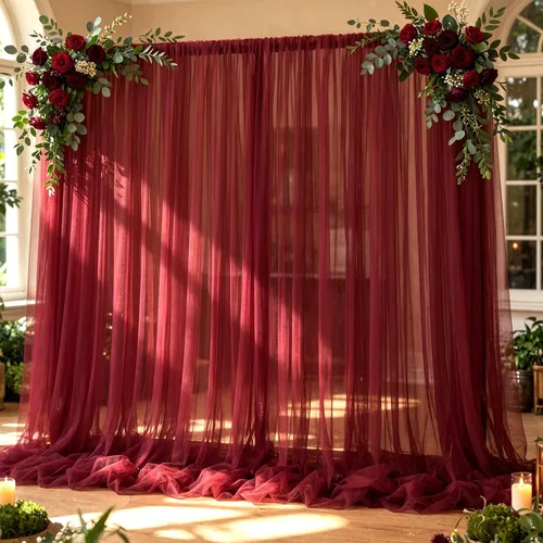 Miniatura 24 de Cortina de telón de fondo de tul azul bebé de 10 x 10 pies para fiestas, cortinas de fondo transparentes para bodas, baby shower, baby shower