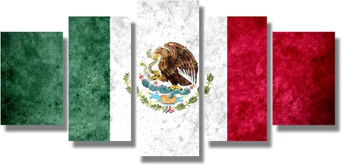 Miniatura 18 de Arte de pared con bandera de México para sala de estar, pintura de pared con textura envejecida y colorida de la bandera de México, 3 piezas