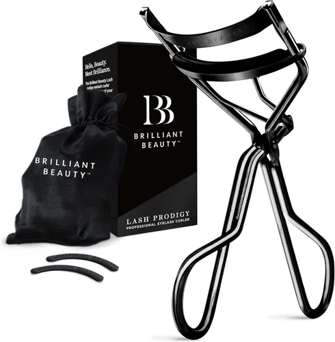 Miniatura 8 de Brilliant Beauty - Rizador de pestañas, bolsa de satén y almohadillas de repuesto, color dorado Pestañas rizadas dramáticamente, levantamiento
