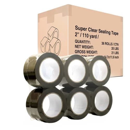 Miniatura 5 de Cinta de embalaje transparente resistente, 6 rollos de 2 pulgadas x 110 yardas (330 pies) por rollo de cinta de sellado de cartón para embalaje