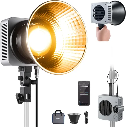 Miniatura 14 de NEEWER MS150B 130W Luz de vídeo LED bicolor, iluminación de fotografía portátil mini COB con control de aplicación, modo 2.4G, montaje Bowens
