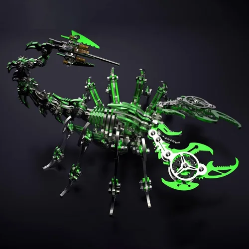 Miniatura 2 de Rompecabezas de metal 3D verde para adultos Scorpion, kit de modelo de metal 3D colorido para construir con herramienta, kits