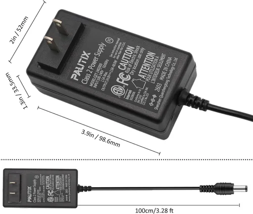Miniatura 2 de PAUTIX - Adaptador de fuente de alimentación de 24V CC 24V 2A 48W Transformador de controlador LED de bajo voltaje con enchufe US de 5.5 x 2.1mm