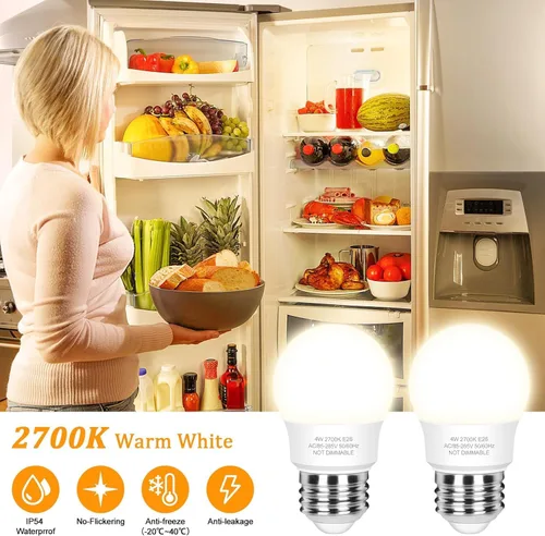 Miniatura 2 de Brightever Bombillas LED para refrigerador equivalentes a 40 W, bombillas de 120 V para electrodomésticos de nevera, 4 W, 2700 K, blanco cálido