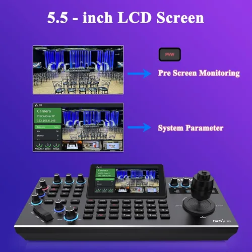 Miniatura 5 de KATOVJJTS PTZ Camera Controller with 5.5" LCD Screen Preview, 4K UHD Input/Output Supported, 4D Joystick IP NDI Camera Controller for Worship Church