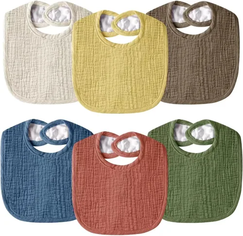 Miniatura 9 de Baberos de muselina para bebés para niños y niñas, baberos de algodón para babeo, baberos ajustables para recién nacidos para babeo y dentición