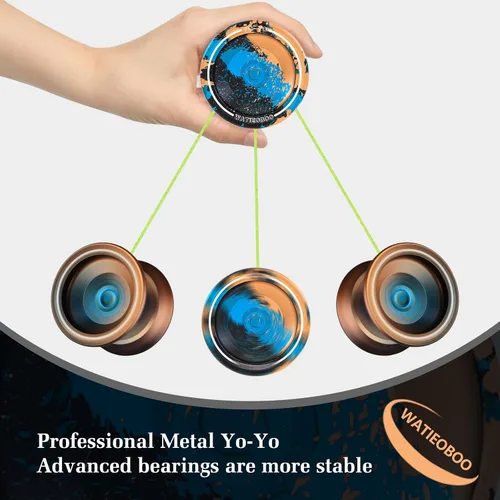 Miniatura 3 de Yoyo Yoyos Responsivos para Principiantes, Yo Yo Profesional No Responsivo para Adultos Pro Yoyo de Metal para Trucos con Kit de Rodamientos, 10