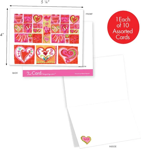 Miniatura 2 de The Best Card Company - 10 tarjetas de notas de corazón en blanco en caja (4 x 5.12 pulgadas) - Surtido de tarjetas de amor sinceras para todas