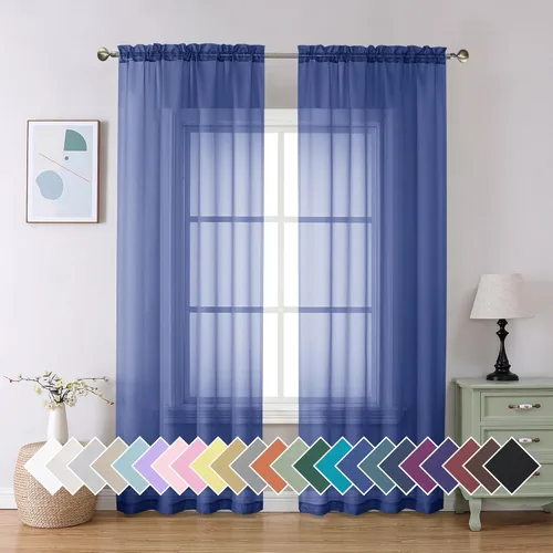 Miniatura 213 de Aiyufeng 2 paneles de cenefa transparente negra de 14 pulgadas de largo, cortinas cortas negras transparentes para dormitorio, cortinas de cocina