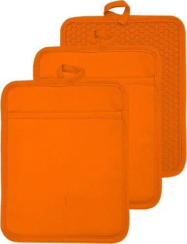 Miniatura 37 de Soporte para olla de horno con bolsillo, de algodón, resistente al calor, para cocina, almohadilla caliente, guantes de horno para cocinar y Gris