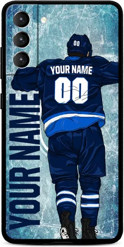 Miniatura 6 de Funda personalizada de hockey sobre hielo con nombre y número para Samsung Galaxy S22 S23 S21+ S20 Ultre S21 FE S10 S8 S9 Plus, silicona líquida