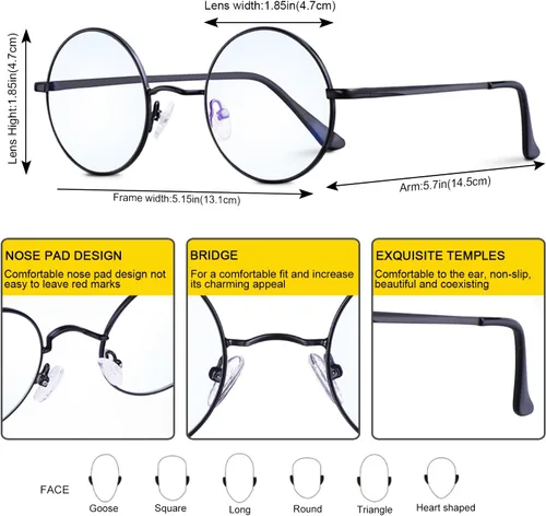 Miniatura 7 de Brigtlaiff - Lentes redondos con bloqueo de luz azul para hombres y mujeres, anteojos para computadora, juegos y TV, antifatiga ocular con marco