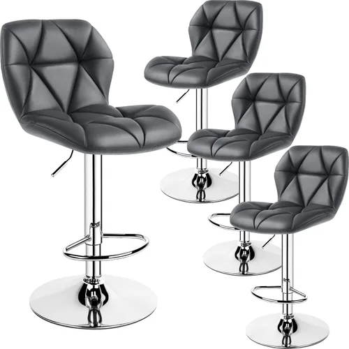 Miniatura 16 de Yaheetech Juego de 2 taburetes de bar, modernas sillas ajustables para isla de cocina, taburetes giratorios de piel sintética negra para bar, Negro