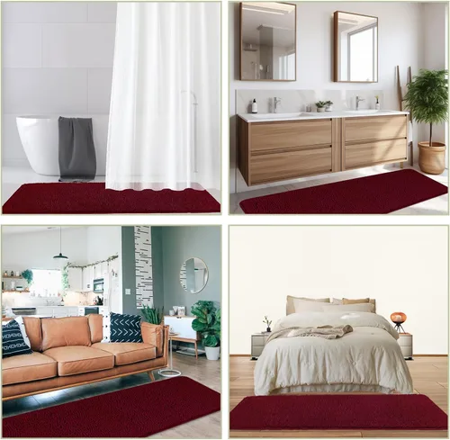 Miniatura 181 de Alfombra de baño pequeña de 12 x 18 pulgadas, lavable y absorbente, antideslizante, alfombra de baño de felpilla gruesa y suave para baño, ducha