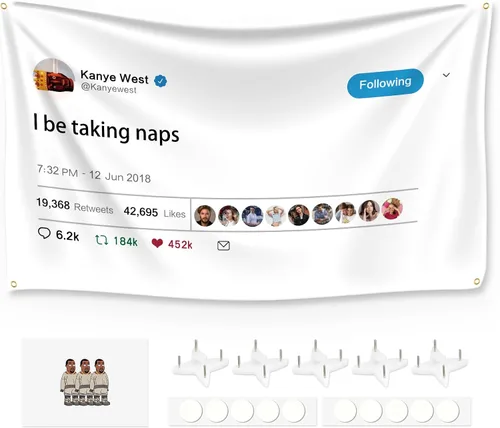 Miniatura 8 de Kanye - Banderas de tweet para tapiz, Necesito una habitación llena de espejos con herramienta de instalación, banderas divertidas para habitación