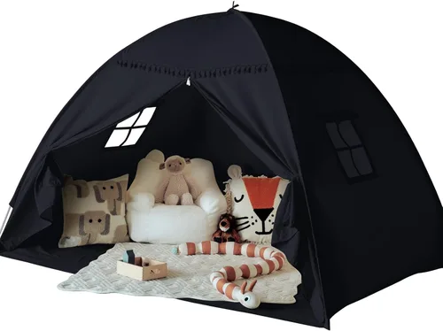 Miniatura 7 de Sumbababy Dosel de Cama Tamaño Twin: Luces y Banderas Tienda de Campaña para Niños de Cama de Piso Interior - Cortinas Portátiles y Plegables