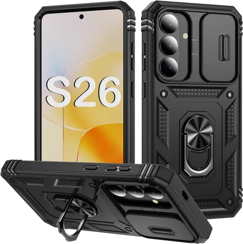 Miniatura 101 de PASNEW Funda para Samsung Galaxy S22 Ultra 5G, cubierta de cámara deslizante y soporte de dedo de metal giratorio de 360°, militar, resistente, a