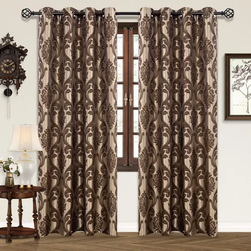 Miniatura 17 de NAPEARL - Cortinas de damasco marrón: cortinas de lujo para sala de estar, cortinas de jacquard para decoración del hogar, cortina marrón victoriana