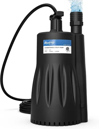 Miniatura 9 de Bomba de agua sumergible de 1/6 HP, bomba de sumidero de 1500 GPH con carcasa termoplástica, bomba de agua eléctrica portátil de 115 V con cable